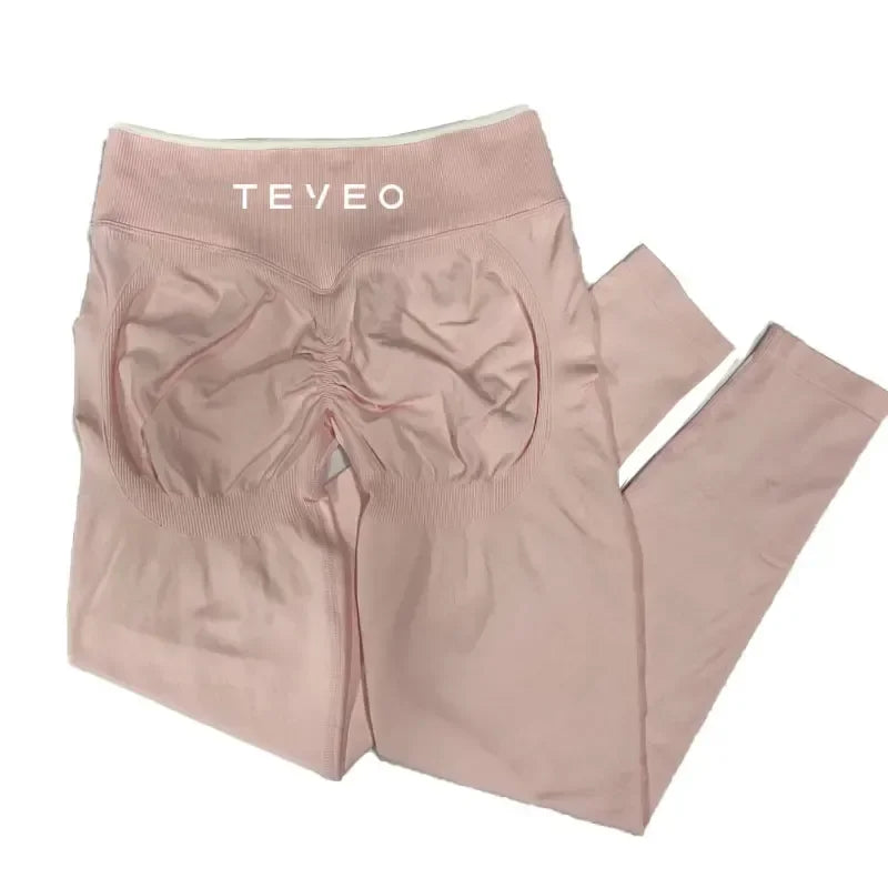 TEVEO Women's Sports Yoga Shorts Fitness Cycling Elastic Sports Pants Ignite Sculpt Scrunch Short Yoga Bra Set