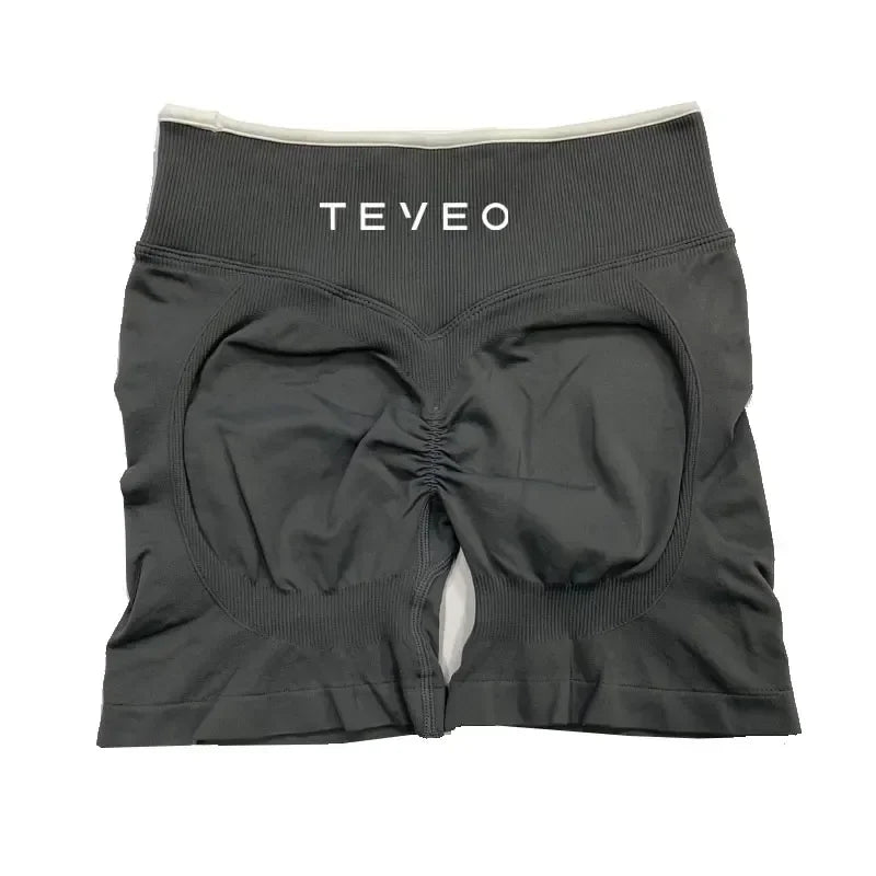 TEVEO Women's Sports Yoga Shorts Fitness Cycling Elastic Sports Pants Ignite Sculpt Scrunch Short Yoga Bra Set
