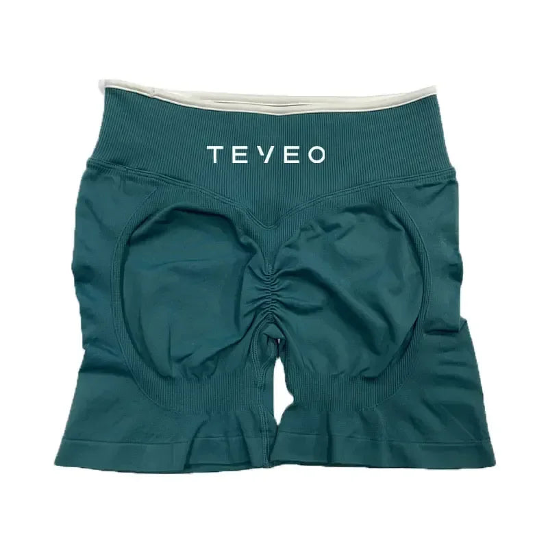 TEVEO Women's Sports Yoga Shorts Fitness Cycling Elastic Sports Pants Ignite Sculpt Scrunch Short Yoga Bra Set