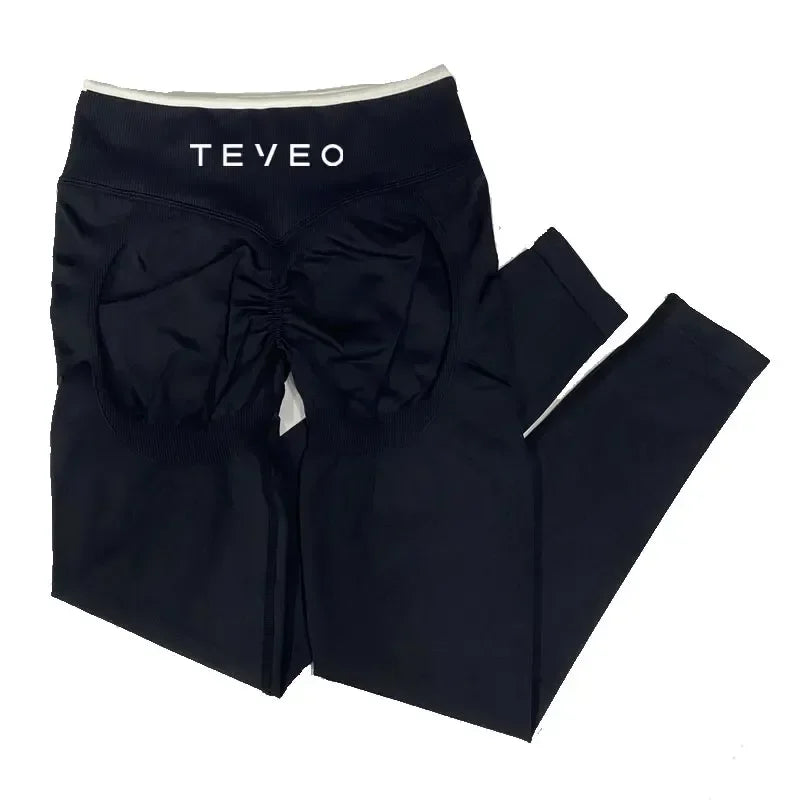 TEVEO Women's Sports Yoga Shorts Fitness Cycling Elastic Sports Pants Ignite Sculpt Scrunch Short Yoga Bra Set