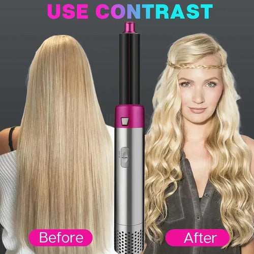 5 In 1 Hair Dryer And Hot Air Comb Brush With Curling Iron Hair Straightener For Fast Drying Curling Straightening And Styling