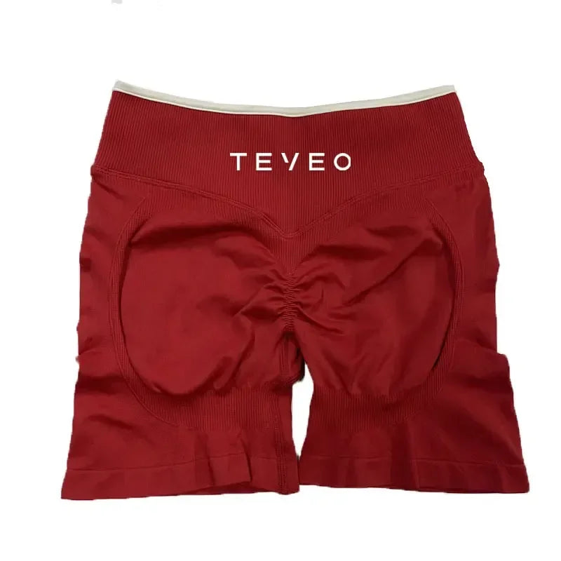 TEVEO Women's Sports Yoga Shorts Fitness Cycling Elastic Sports Pants Ignite Sculpt Scrunch Short Yoga Bra Set