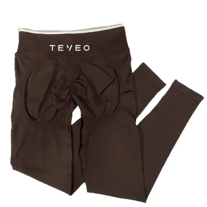 TEVEO Women's Sports Yoga Shorts Fitness Cycling Elastic Sports Pants Ignite Sculpt Scrunch Short Yoga Bra Set