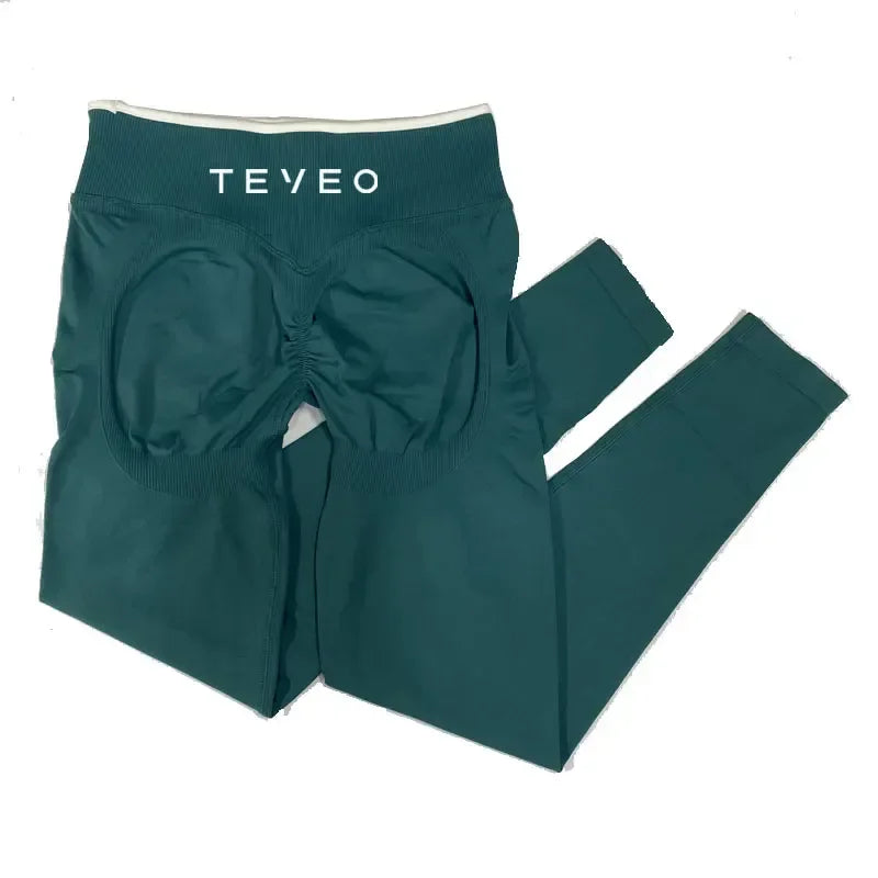 TEVEO Women's Sports Yoga Shorts Fitness Cycling Elastic Sports Pants Ignite Sculpt Scrunch Short Yoga Bra Set