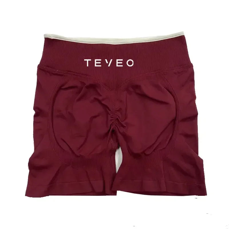 TEVEO Women's Sports Yoga Shorts Fitness Cycling Elastic Sports Pants Ignite Sculpt Scrunch Short Yoga Bra Set